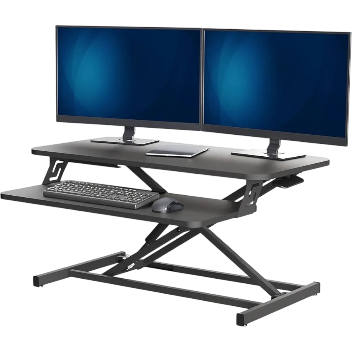 Fantech (D35) Adjustable Gas Spring Workstation Desk - Keyboard Tray-Black