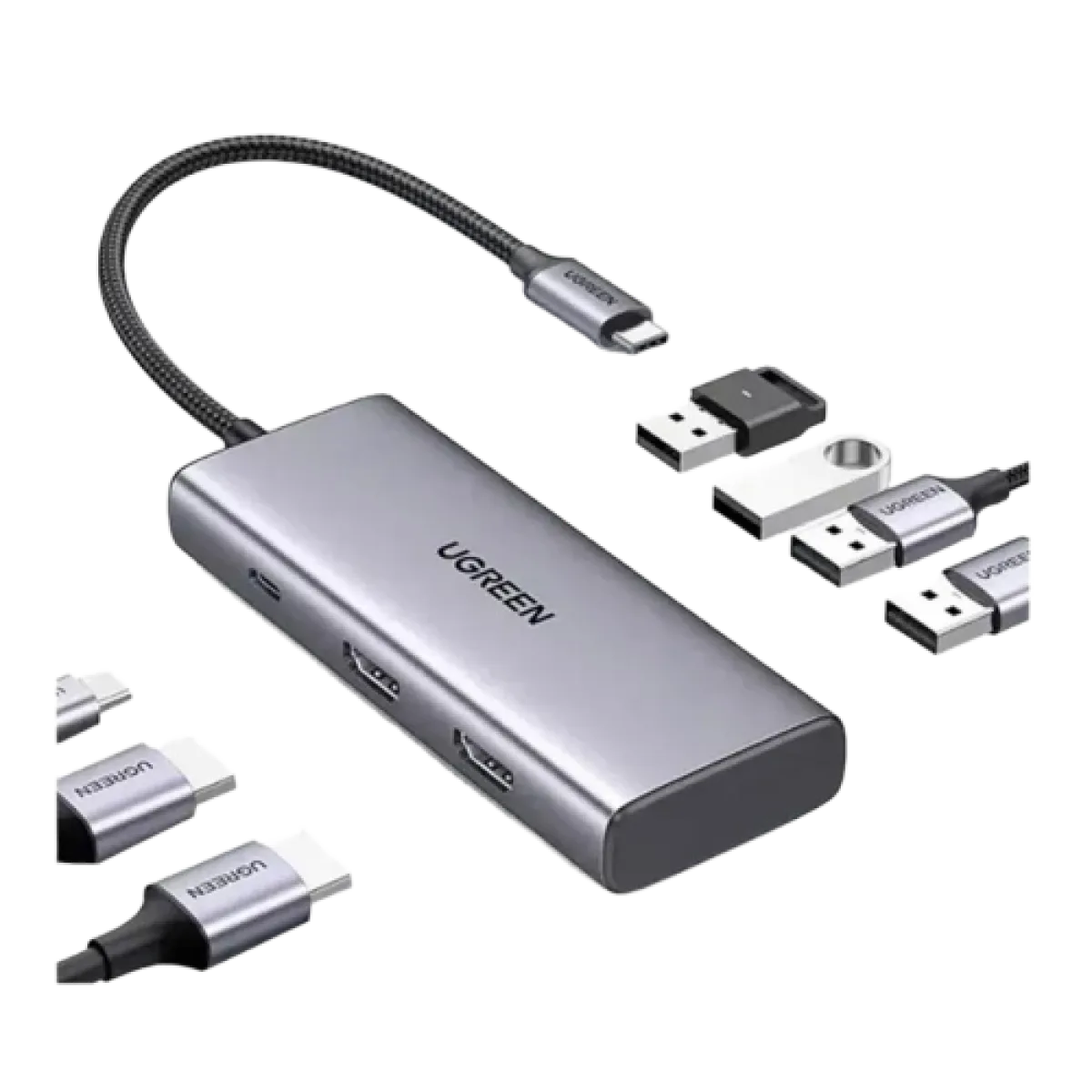 UGreen (45379) 7in1 HUB Adapter, HDMI & USB, Support Charging, USB-C - Silver