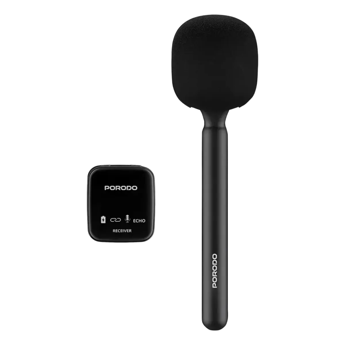 Porodo (PDLFST133BK) Two-Device Connect Handheld Lavalier Microphone - Black