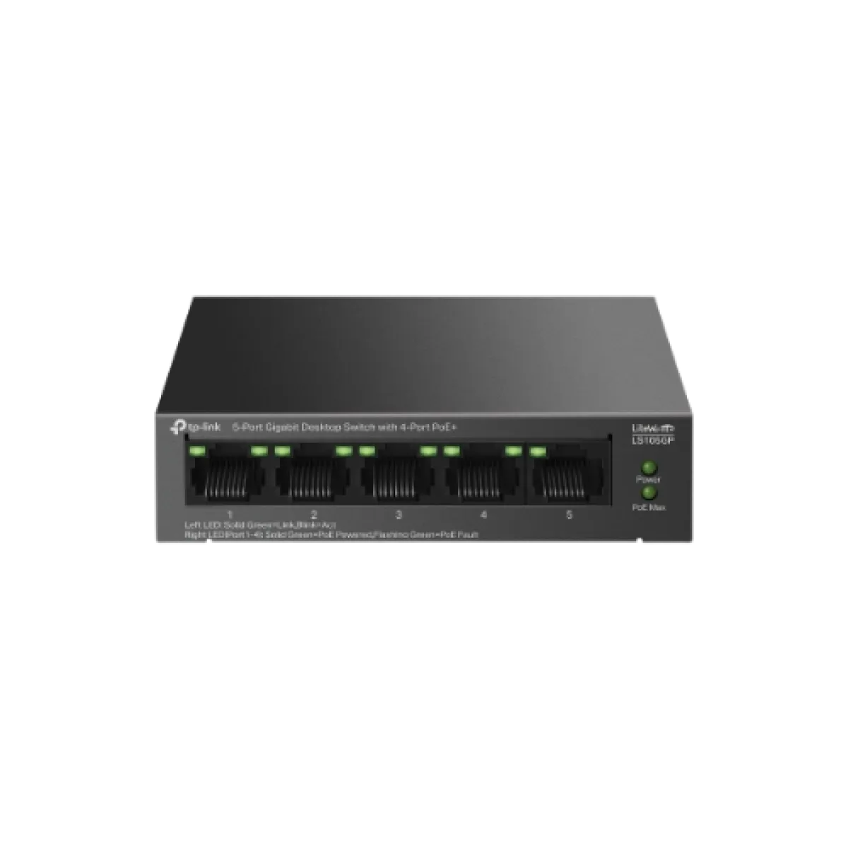 TP-Link (LS105GP) 5-Port Desktop POE+ Gigabit Switch - Black