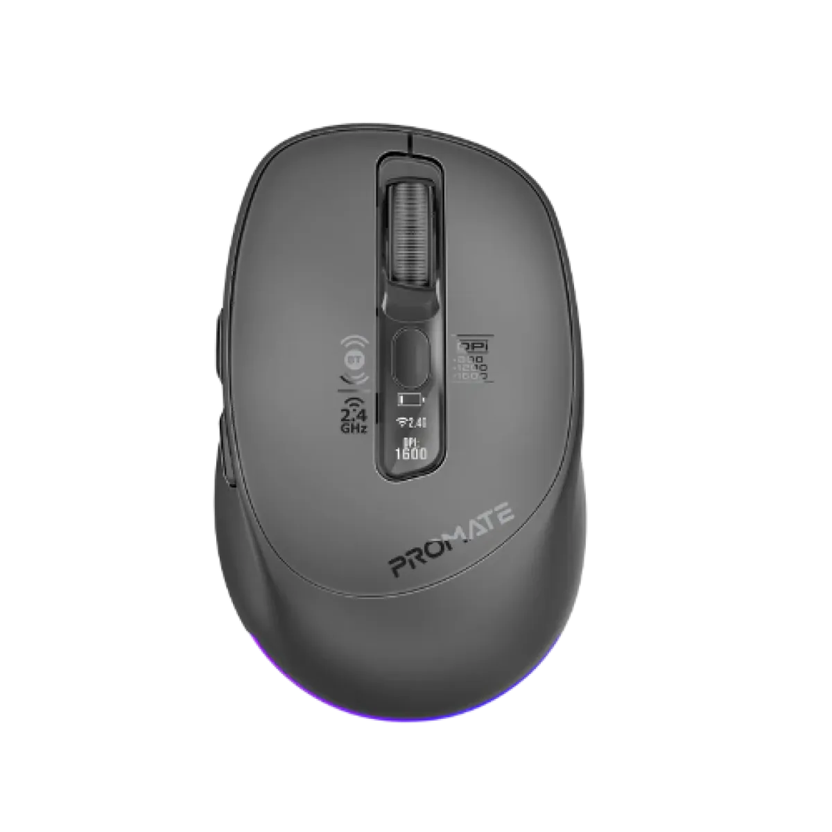 Promate(Blix-3M)MultiDevice Wireless Office Mouse Silent Click- 5x Buttons- 2.4GHz- 2Yrs - Black