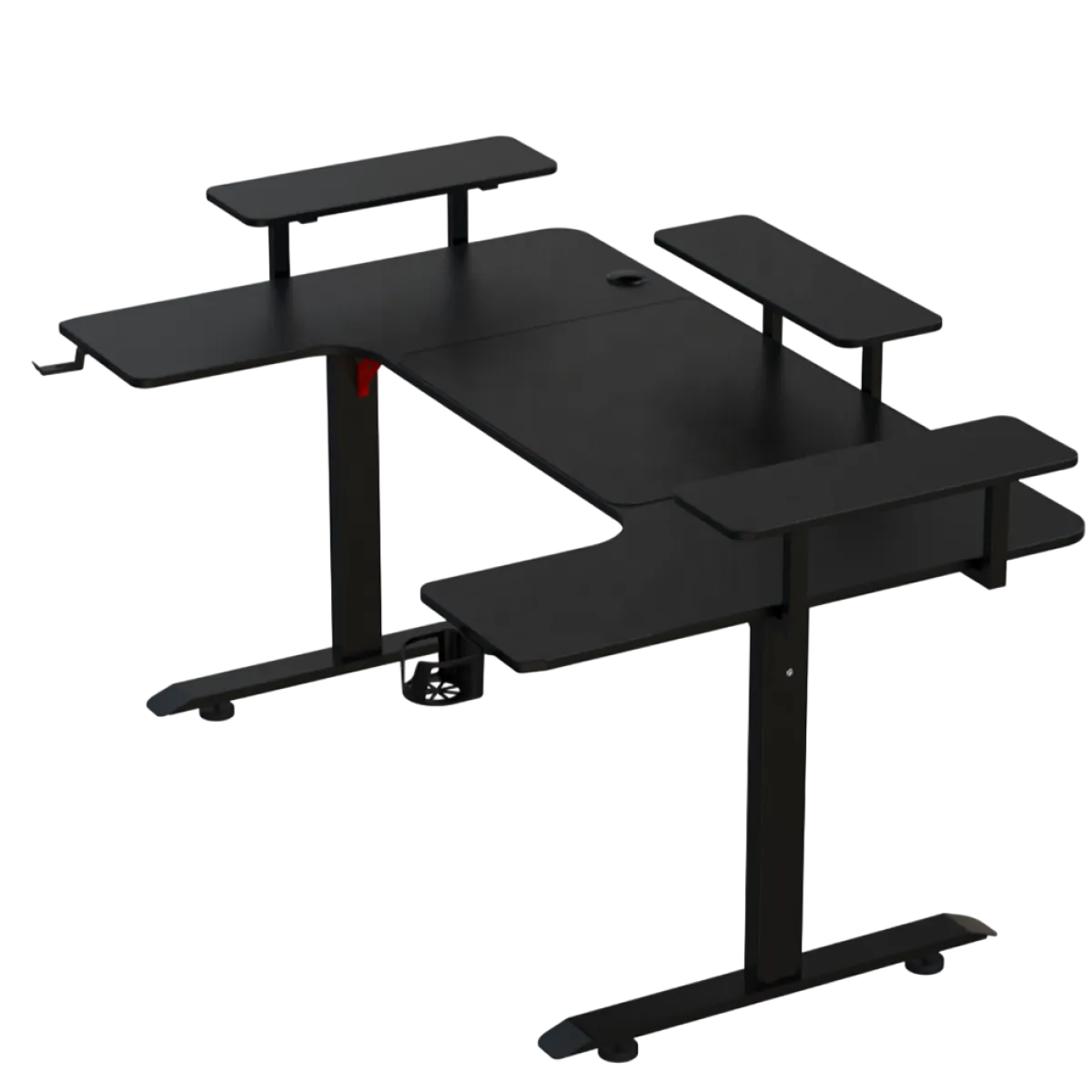 CEM (U-U) Gaming Desk Table U-Shaped, RGB, Cup/Headset Holder, Carbon Fiber - Black