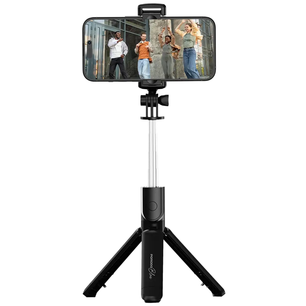 Porodo (PBS03SSTBK) Blue FlexiTripod Selfie Stick and Bluetooth - 68cm - Black