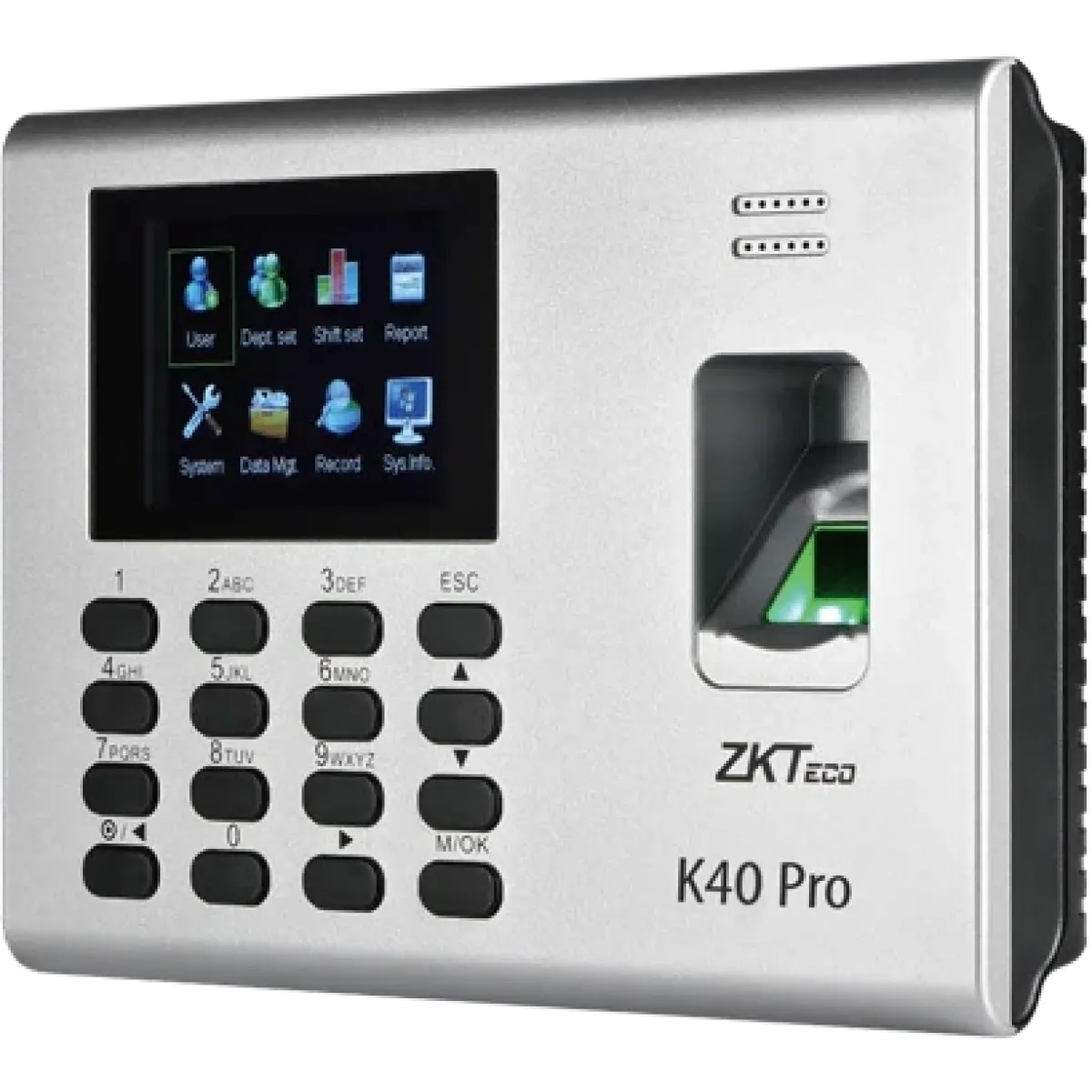 ZKTeco (K40 Pro) FingerPrint Time Attendance System - Metallic Silver on Black