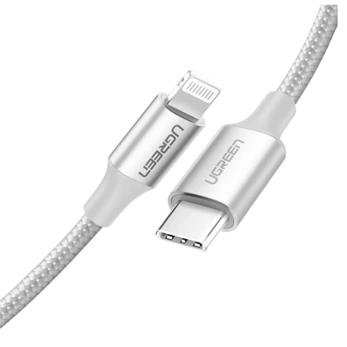 UGreen (70523) USB-C to Lightning Braided Cable (M-M) - 1m - Silver