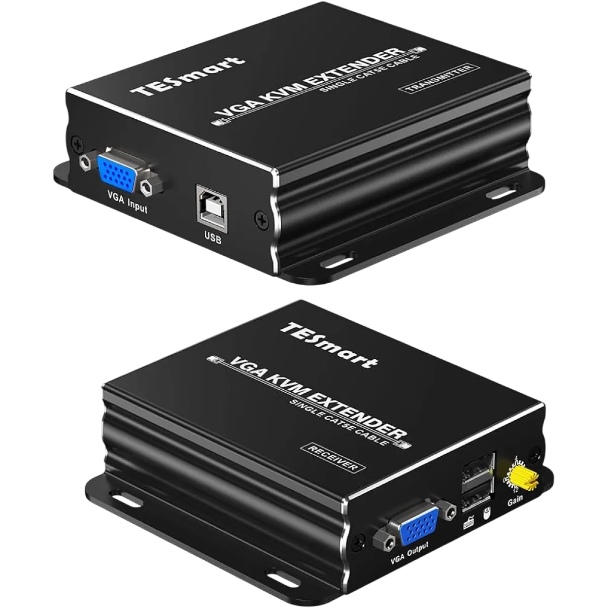 Hitech (9997) KVM VGA and USB Signal Extender 100m via CAT5e/6 CAble with TX & RX boxes - Black