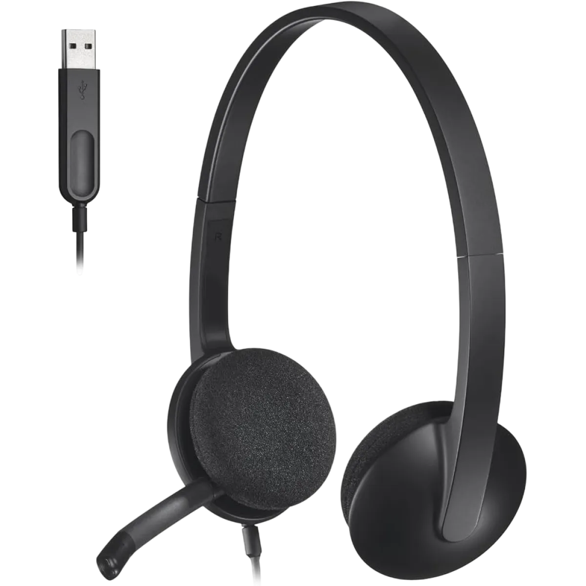 Logitech (981-000509) H340 Stereo Headset, USB - Noise Canceling - Black