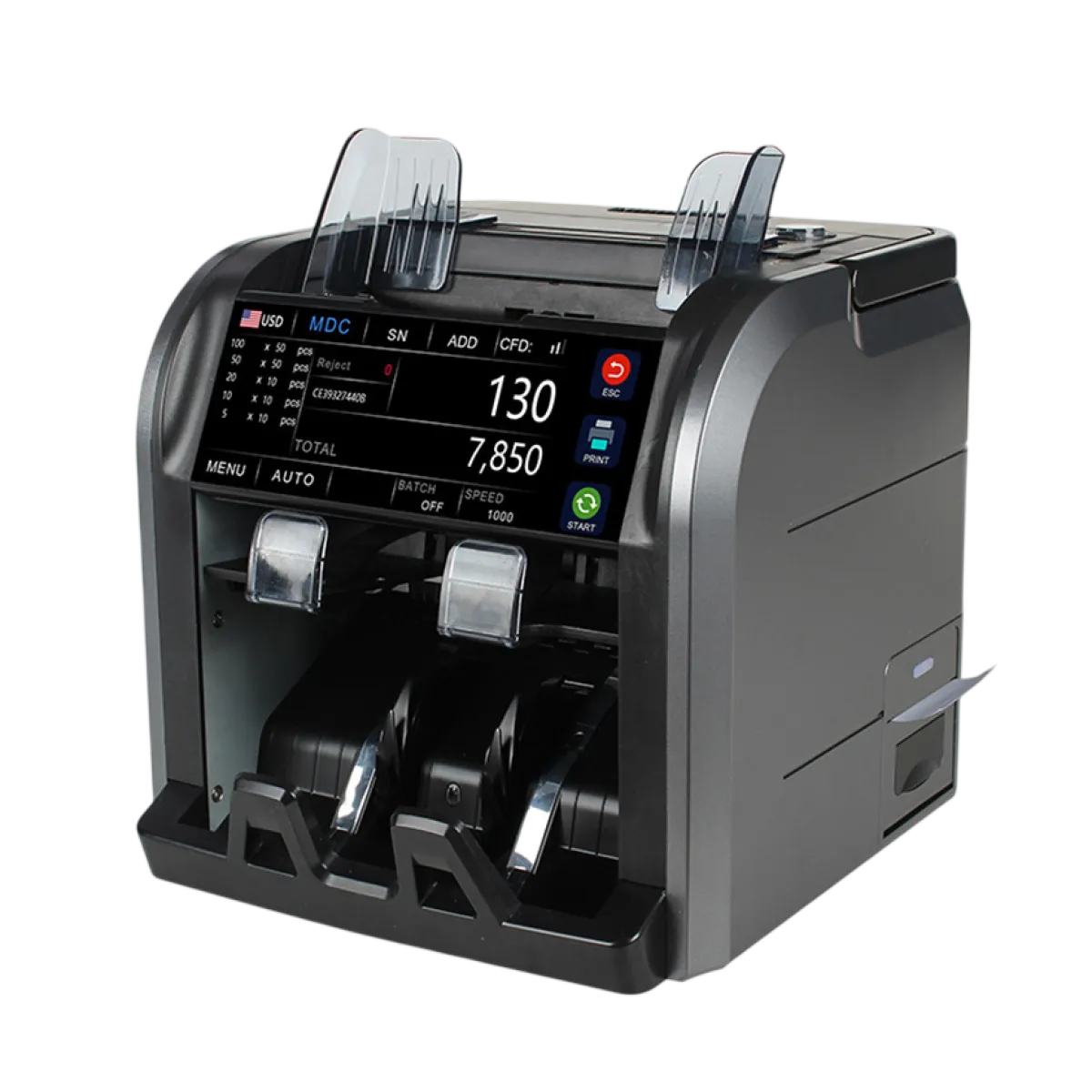 NCTS (VC34CP) MultiCurrency Counter-up to 500Notes-Counterfeit detection-Built-in Printer-Black