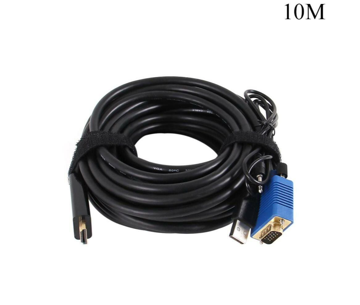 Audio Video Cable Converter | HDMI - VGA & USB & Audio Jack | Male | 10M
