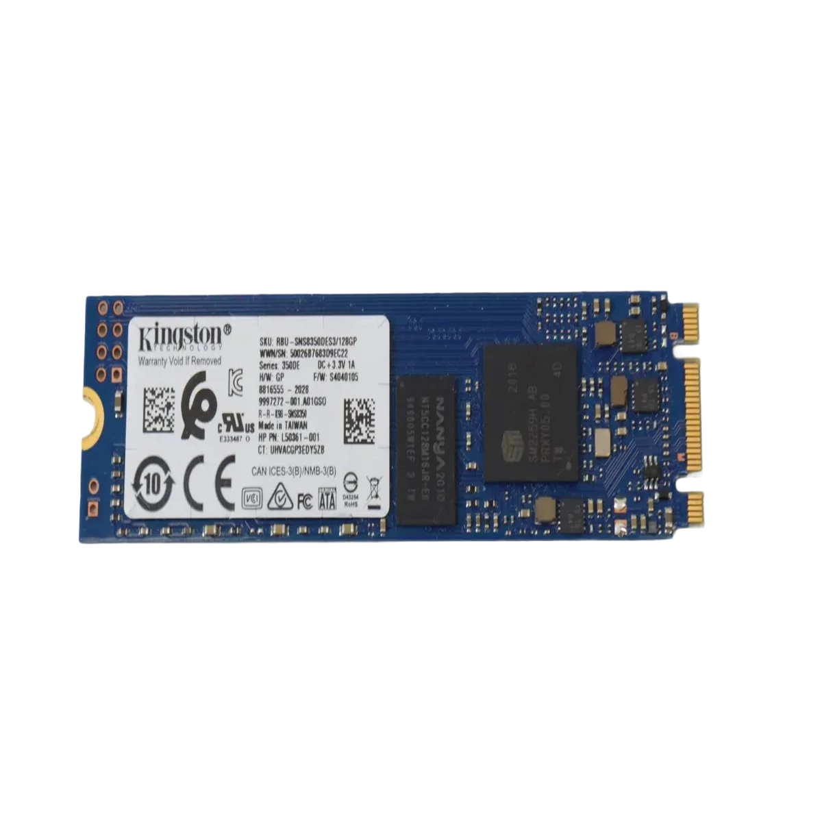 Kingston (SNS8350DES3/128G) 128Gb M.2 2280 PCIe SSD - Blue PCBup to 500MB/s Read and 320MB/s Write