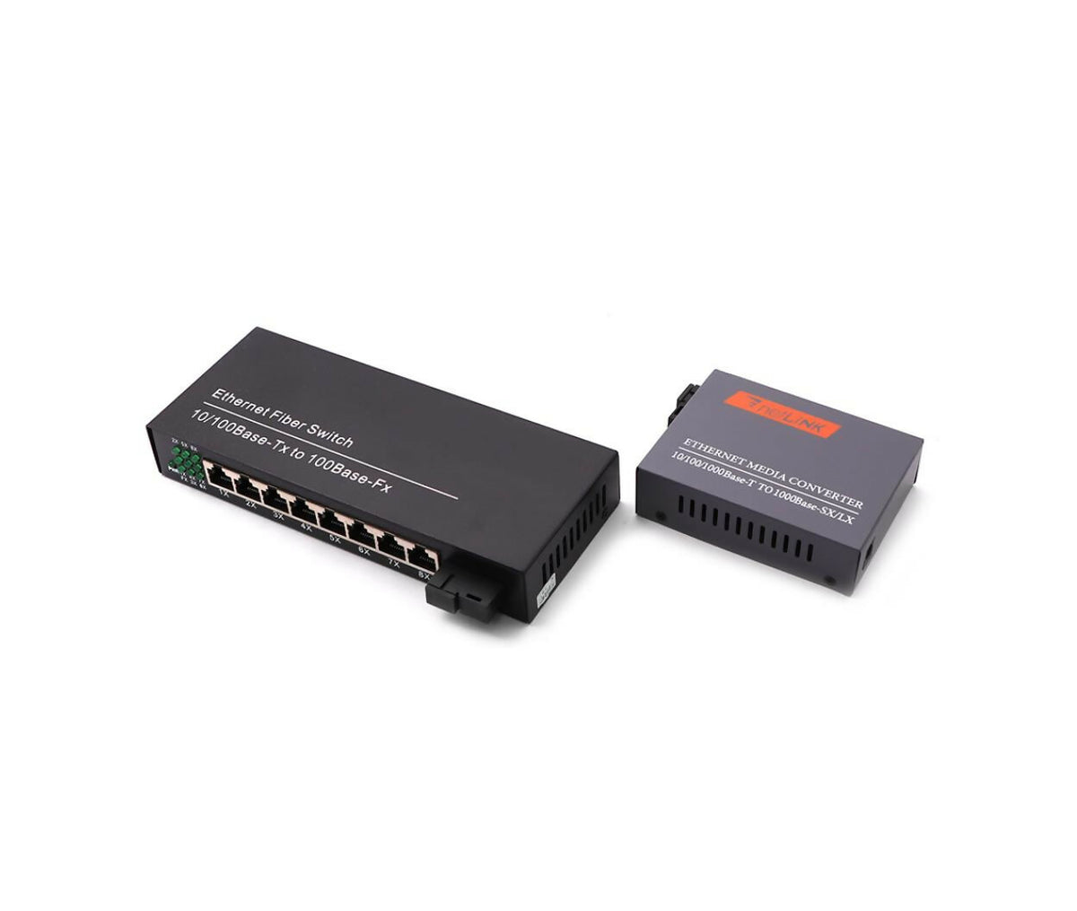 Media Converter | 10/100 | WDM | Single Mode | 8-Port | Kit