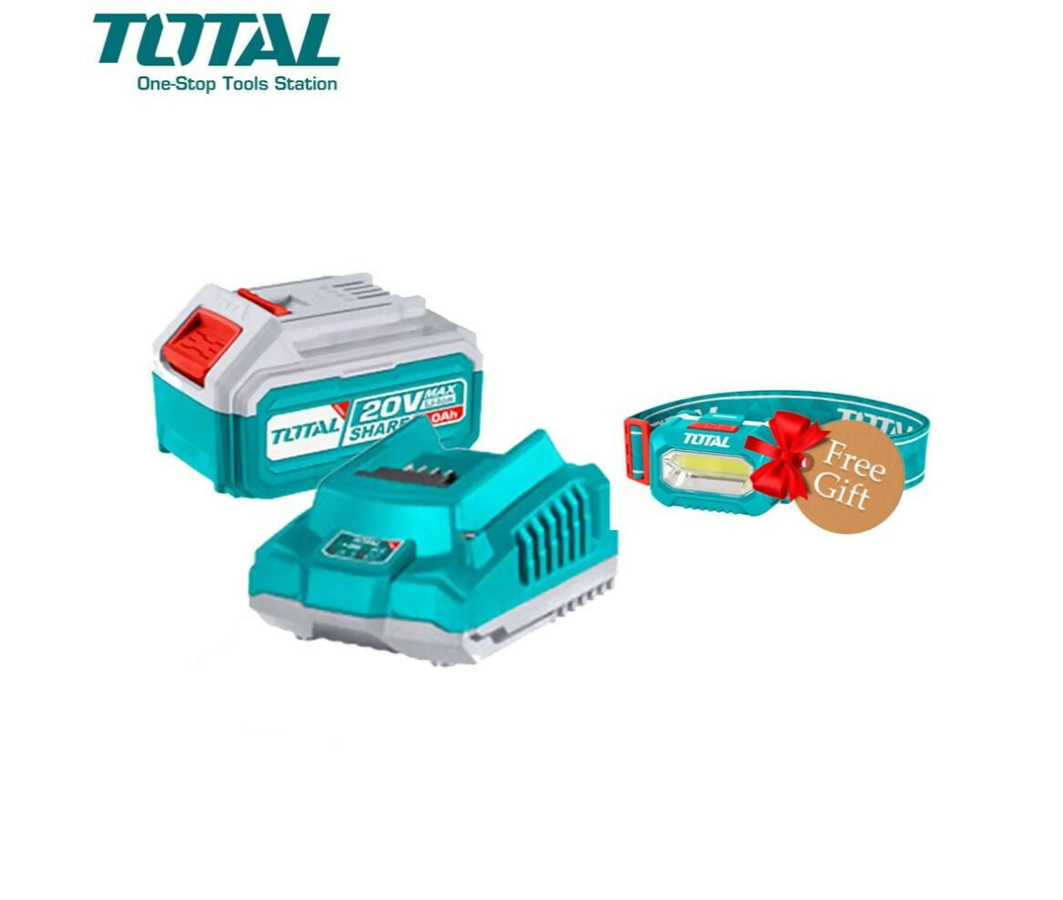 Combo Kit | Drill | Li-ion Battery Pack | 20V 4.0Ah | Charge | Head Lamp | Total