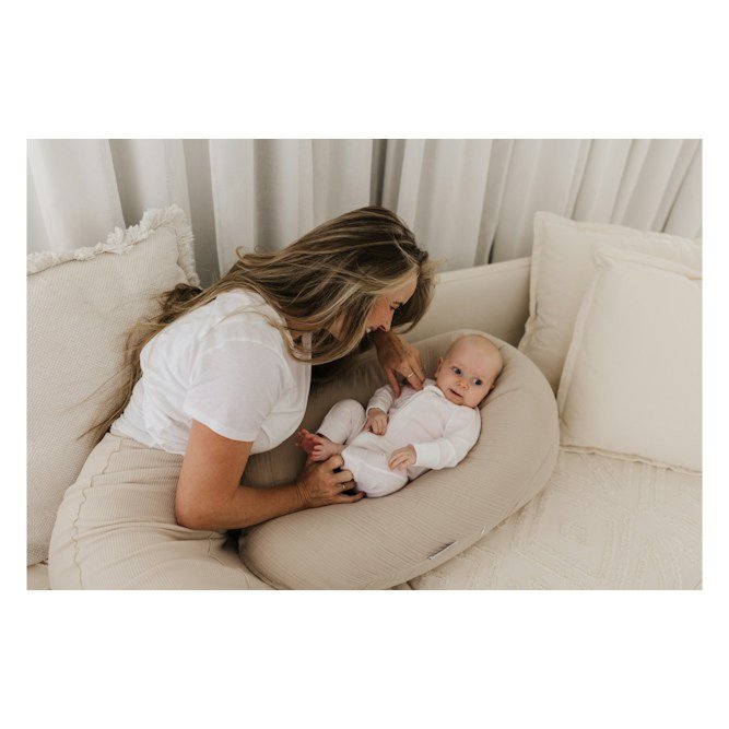 THERALINE The Original Maternity & Nursing Pillow – Sand Beige Muslin