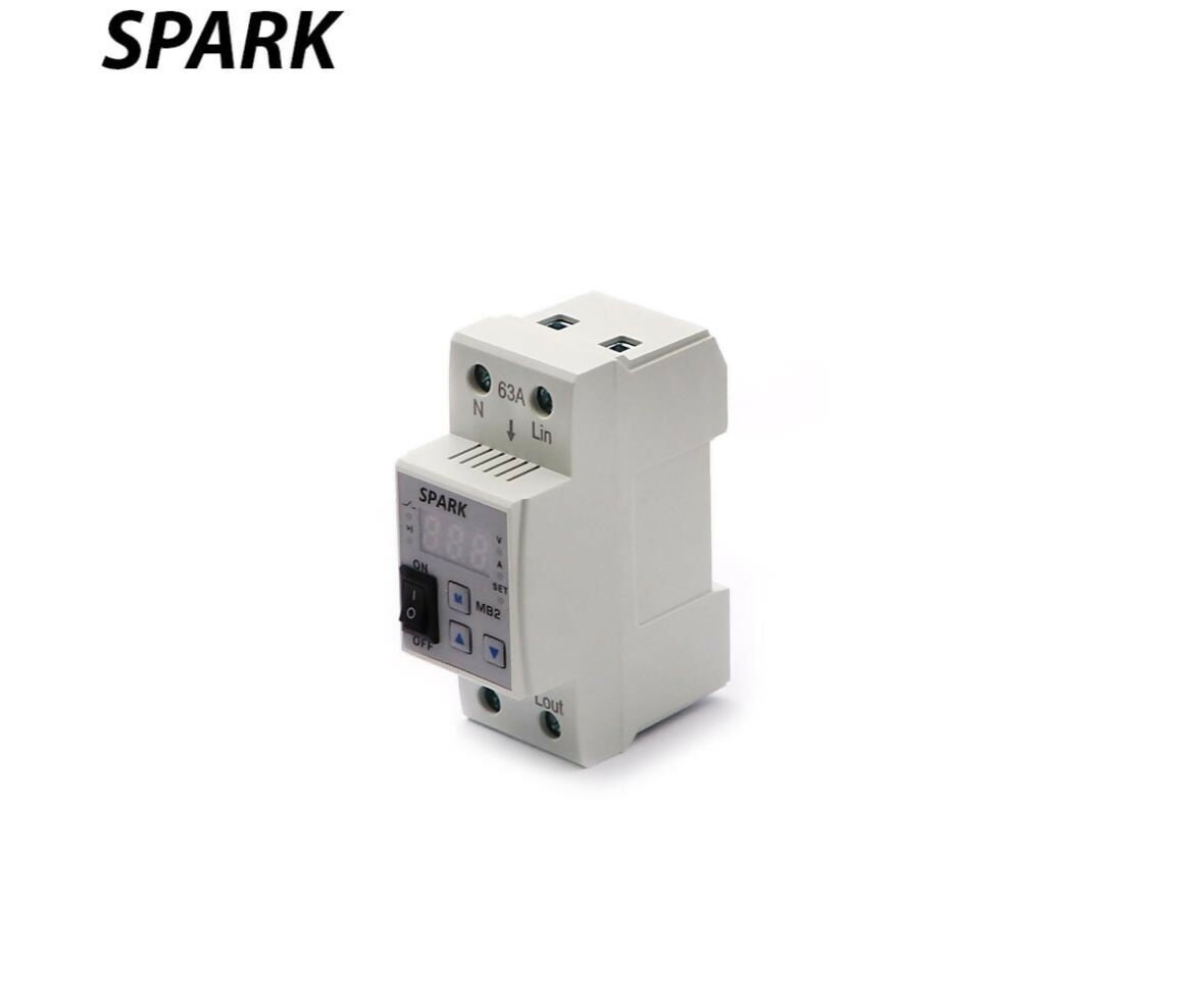 Voltage+Current Protector | Adjustable Digital Din Rail | 2~22A | Spark