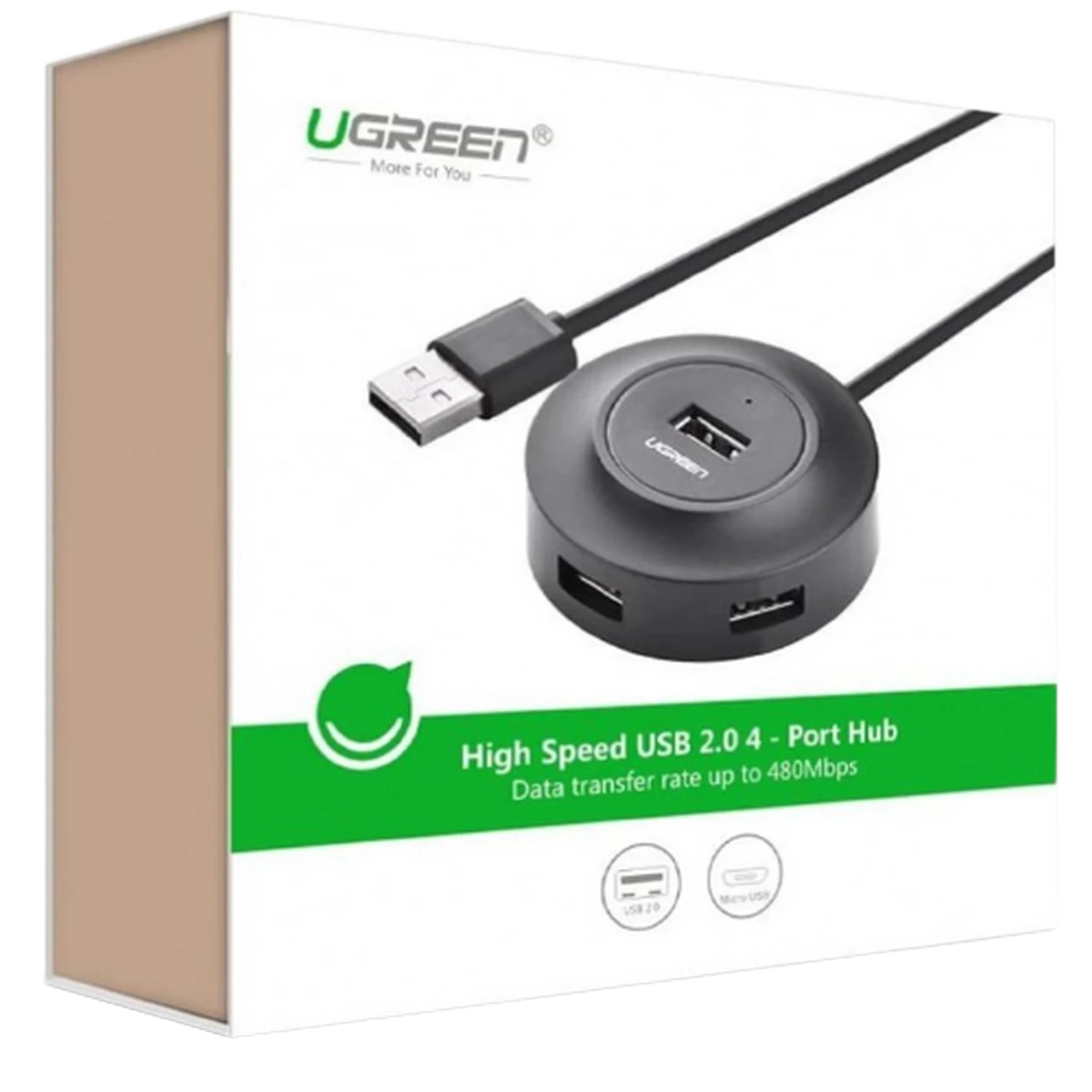 UGreen (20277) USB2.0 4-Ports Hub - 1m - Black