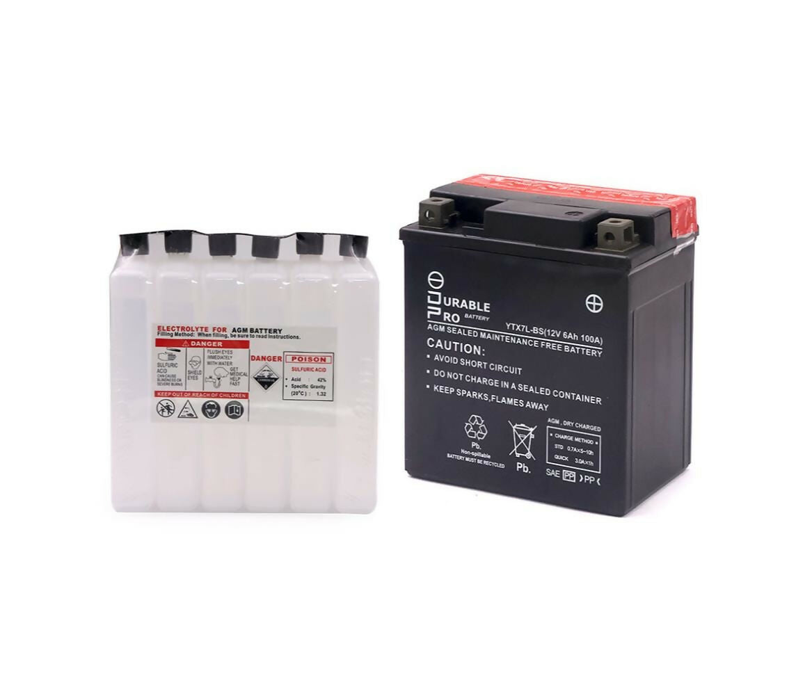 Motorcycle Battery | YTX7L-BS Durable Pro| 12V 6Ah