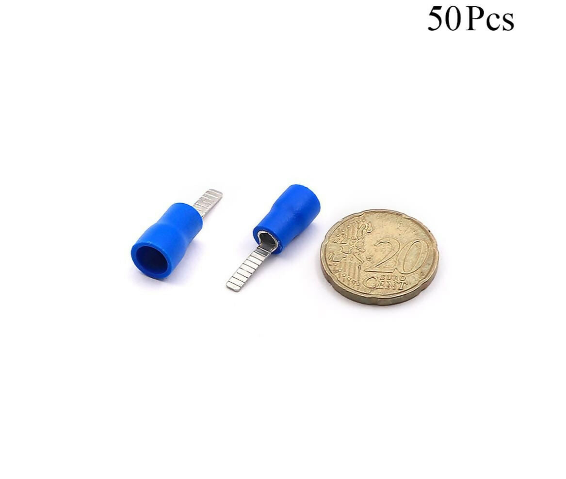 Cable Lugs Insulated | DBV2-10 | Flat Blade | 1.5-2.5mm | Blue | 50pcs